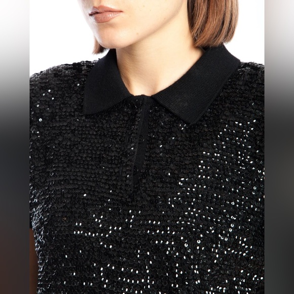 RALPH LAUREN 90s vintage polo sweater w/ black sequins and wool knit base M - Picture 8 of 16